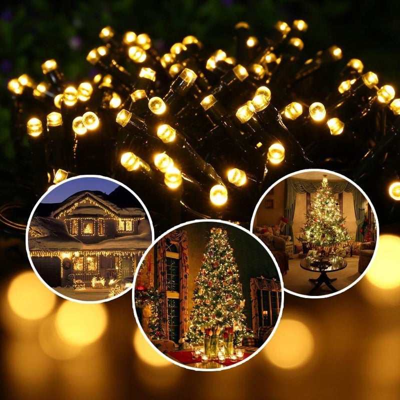 Toodour Solar Christmas Lights Outdoor, 2 Packs Total 144ft 400 LED Solar String Lights with 8 Mode, Outdoor Christmas String Light for Garden, Patio, Fence, Balcony, Xmas Tree Decor - Warm White - Image 2